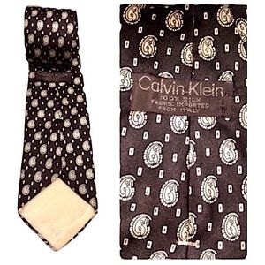 Calvin Klein 100% Silk Brown Printed Tie